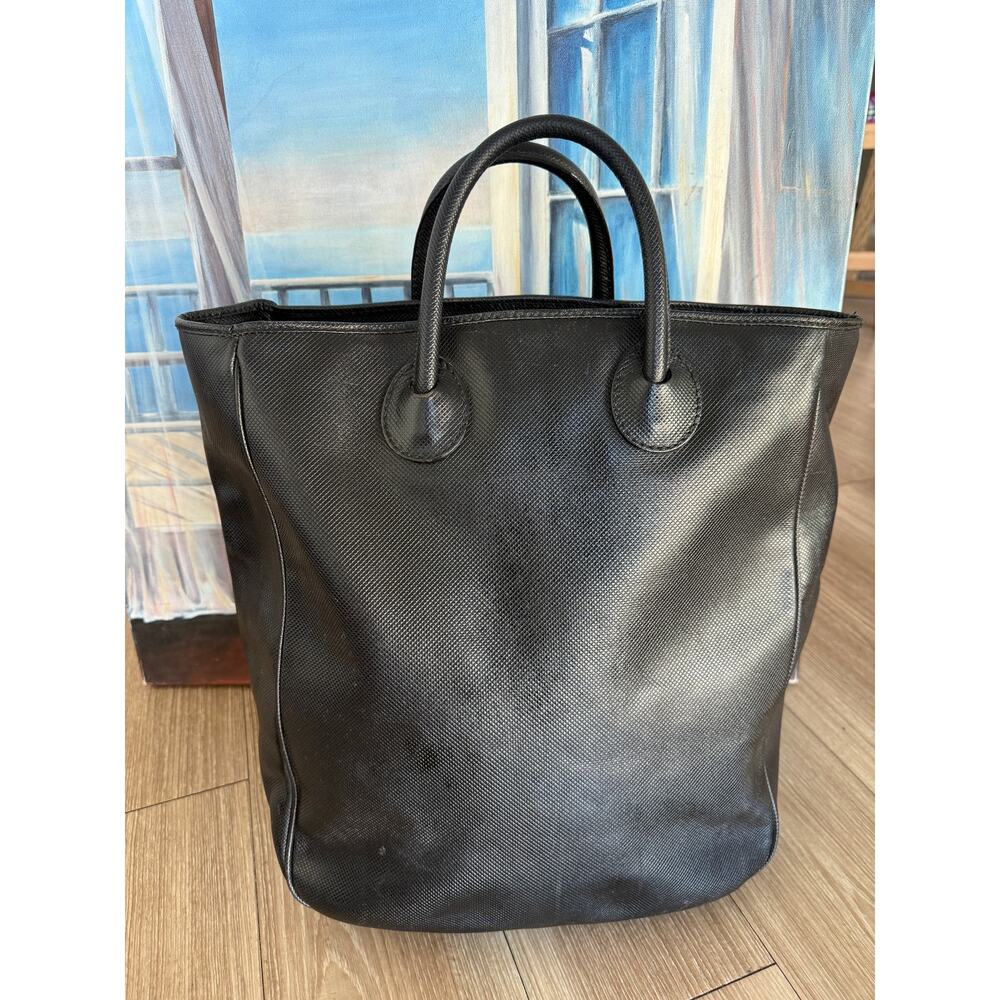 Bottega Veneta Vintage Large Black Textured Leather Market Tote Bag Italy